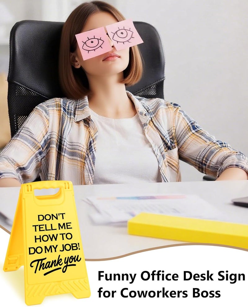 EXUBERIUM Caution Don't Tell Me How To Do My Job Funny Office Desk Decor Sign Gift for Women Coworkers Sarcastic Desk Decor Multi-functional Phone Holder Mirror Table Sign Birthday White Elephant Gift - Image 5